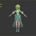 Anime Style Game Movie Character With Red Hair And Orange Purple Outfit In Standing Pose