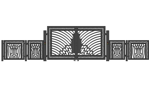 Modern gate courtyard landscape necessary wrought iron gate 3d model