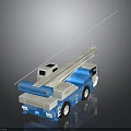 Blue And White Crane Model With Long Boom Wheels And Simple Design On Grey Background