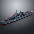 Detailed Gray Military Warship Model With Deck Equipment And Naval Structure