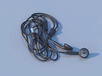 Black Wired Headphones With Cable For Daily Life And Everyday Use 3d model