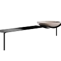 Modern Slim Black Console Table With Light Colored Round Bowl And Minimalist Design 3d model