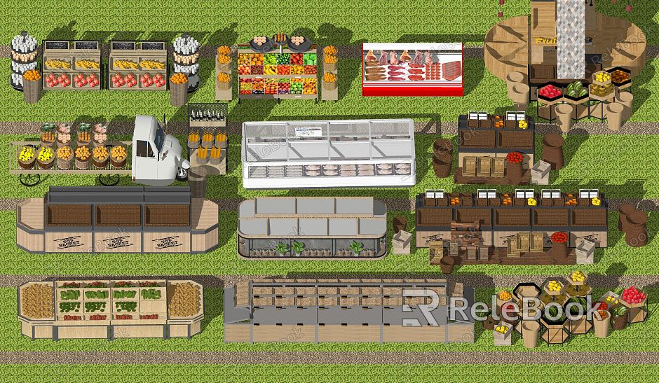 Modern freezer supermarket fresh fruit and vegetable shelf model