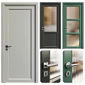 Modern Swing Doors With Various Colors Glass Panels And Stylish Handles For Home Interior