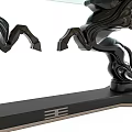 Elegant Coffee Table With Glass Top And Black Pegasus Base Design