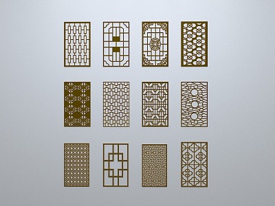 Chinese-style window grilles line silhouette pane window sill border engraved window edge strip construction model