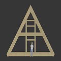 Wooden Building Frame Scale Model Showing Roof Truss And Floor Framing Structure