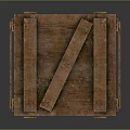 Wooden Crate Scene Component With Planks Text Labels And Metal Straps