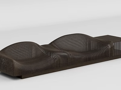 Modern Woven Outdoor Chair Featuring Wave Design Dark Brown Finish For Garden Patio Area 3d model