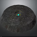 Futuristic Circular SciFi Structure With Glowing Blue Core And Weathered Surface 3d model