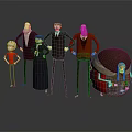 Cartoon Characters With Various Appearances Including Old Man Child Woman Man And Round Beard Figure