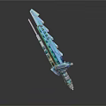 Blue Crystal Sword With Segmented Blade Modern Design And Translucent Details