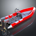 Red Motorboat With Twin Engines Seating Gray Interior And Modern Design 3d model