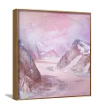 Scenic Mountain Landscape Painting With Snow Capped Peaks And Colorful Reflections