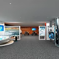 Modern Lobby Interior With Reception Desk Staircase And Marble Flooring
