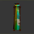 Three Colorful Conical Medical Device Bottles on Wooden Shelf in Medical Lab Setting