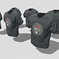 Black T Shirts With Round Logo Design Featuring Text And Graphics 3d model