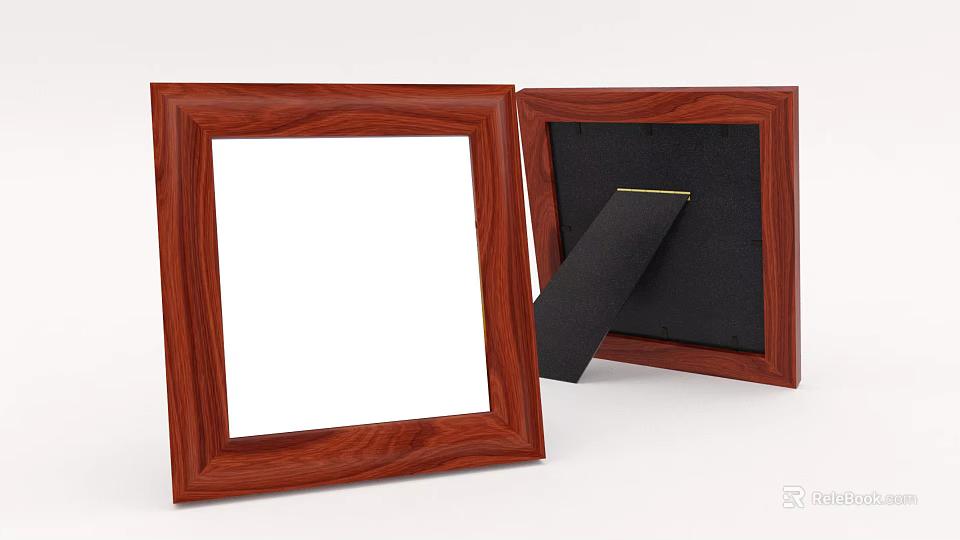Mahogany Picture Frames Open and Closed Design With White Inner Border Black Interior Backing 3d model 