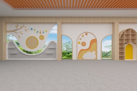 Kindergarten hall wall display wall 3d model