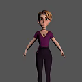 Game Movie Character Female With Short Hair Purple Top And Dark Pants