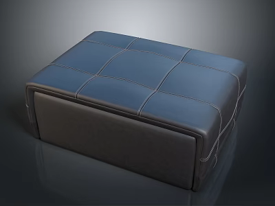 Stylish Leather Ottoman For Living Room With Square Design And Diamond Stitching 3d model