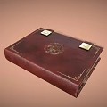 Crimson Leather Box With Golden Emblem Metal Clasps And Gold Trim On Beige Background