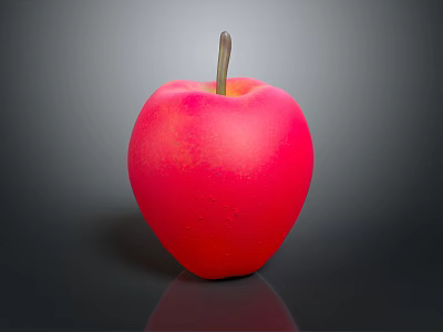 Vibrant Fresh Red Apple With Stem On Smooth Dark Background Surface 3d model