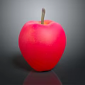 Vibrant Fresh Red Apple With Stem On Smooth Dark Background Surface