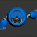 Blue Robot Game Movie Character Featuring Blue Team Logo And Mechanical Appearance