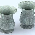 Antique Ceramic Vessels With Intricate Carvings And Classic Base Design Details