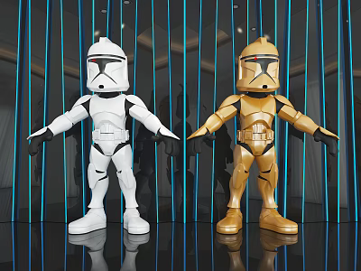 Electric Toys White And Gold Robot Action Figures For Kids 3d model