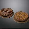 Two Golden Pies With Lattice Crust Placed On Brown Plates Against Dark Background