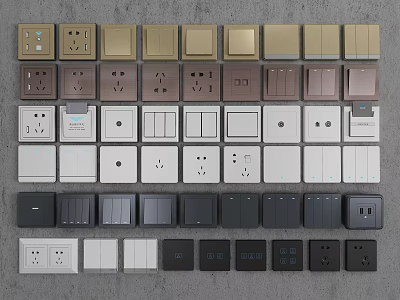 Modern Switch Panels In Various Colors And Assorted Designs For Home Use 3d model