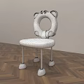 Cute Yellow Kids Chair With Cat Ear Design Circular Backrest Hole And Round Ball Feet