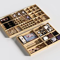 Golden Jewelry Organizer with Multiple Compartments for Rings Earrings and Necklaces