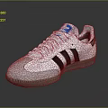 White Sports Sneakers with Black Stripes Blue Logo and Brown Sole Casual Retro Style Footwear