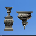 Stone Carved Architectural Components With Classical Decorative Patterns And Ornamental Details 3d model