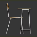 Light Wooden Desk And Chair Furniture Set With White Metal Legs
