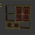 Brown Wooden Storage Cabinet With Open Shelves Double Doors And Bottom Compartments