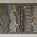 Creative Stepping Stones Path Designs Featuring Different Shaped Stones Slabs And Small Green Plants