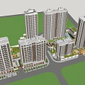 Modern High Rise Residential Complex With Green Areas And Road Network Design