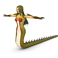 Snake Human Hybrid Character With Female Upper Body And Scaled Serpent Lower Half