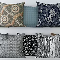 Stylish Decorative Throw Pillows With Various Patterns And Unique Design Styles 3d model