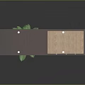 Modern Curved Furniture With Glass Top And Step Like Drawers Plus Potted Plant