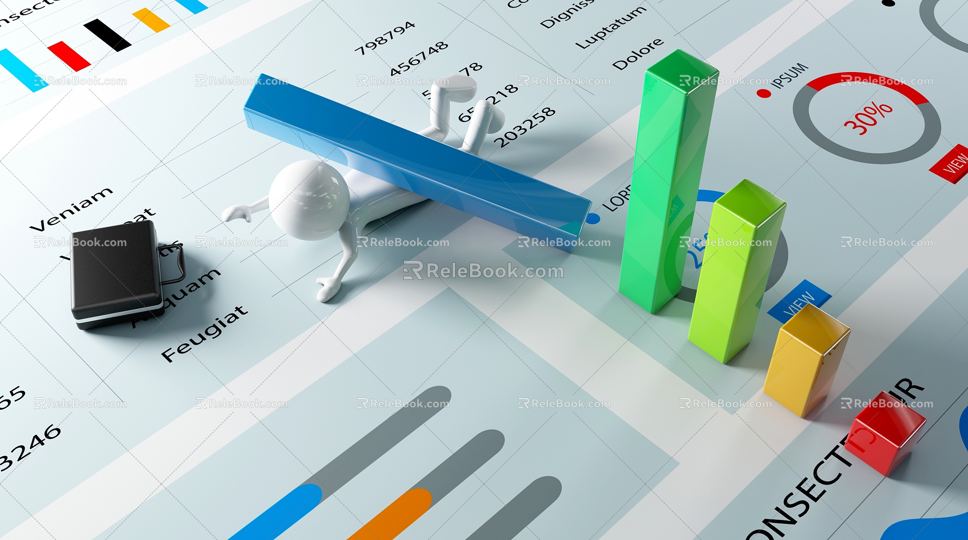 Modern ornaments data analysis table 3d model