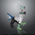 Pixel Style Mythical Creature Game Character With Colorful Blocks And Standing Pose
