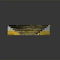 Curved Glass Sculpture With Layered Design And Metallic Edges On Black Background