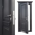 Black Modern Front Door With Metal Handle Electronic Lock And Panel Details 3d model