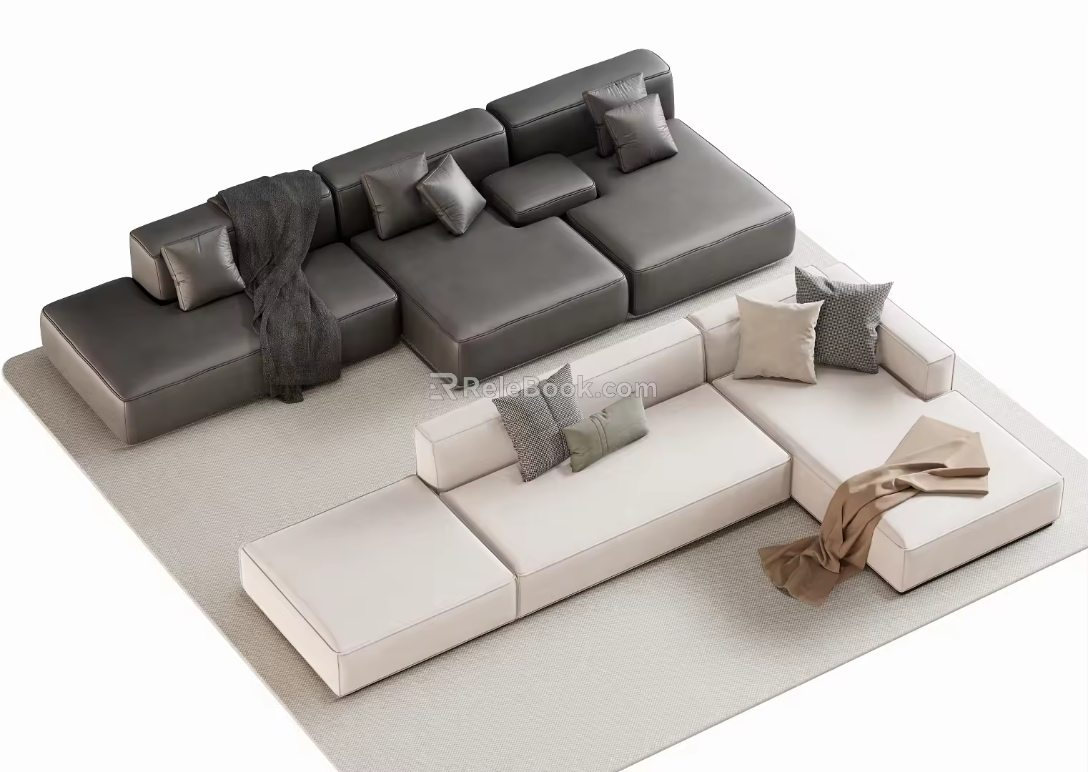 Modern double sofa multiplayer sofa corner sofa 3d model