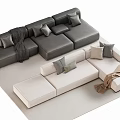 Modern double sofa multiplayer sofa corner sofa 3d model